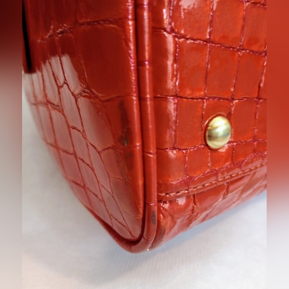 MCM Croco Embossed Top Handle Boston Bag - Picture 9 of 16